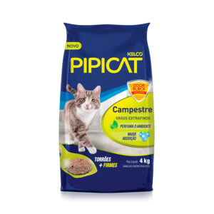 Areia Higiênica Pipicat Campestre Perfumado 4Kg